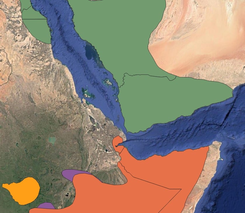 Map with coloured polygons showing global snake species ranges.
