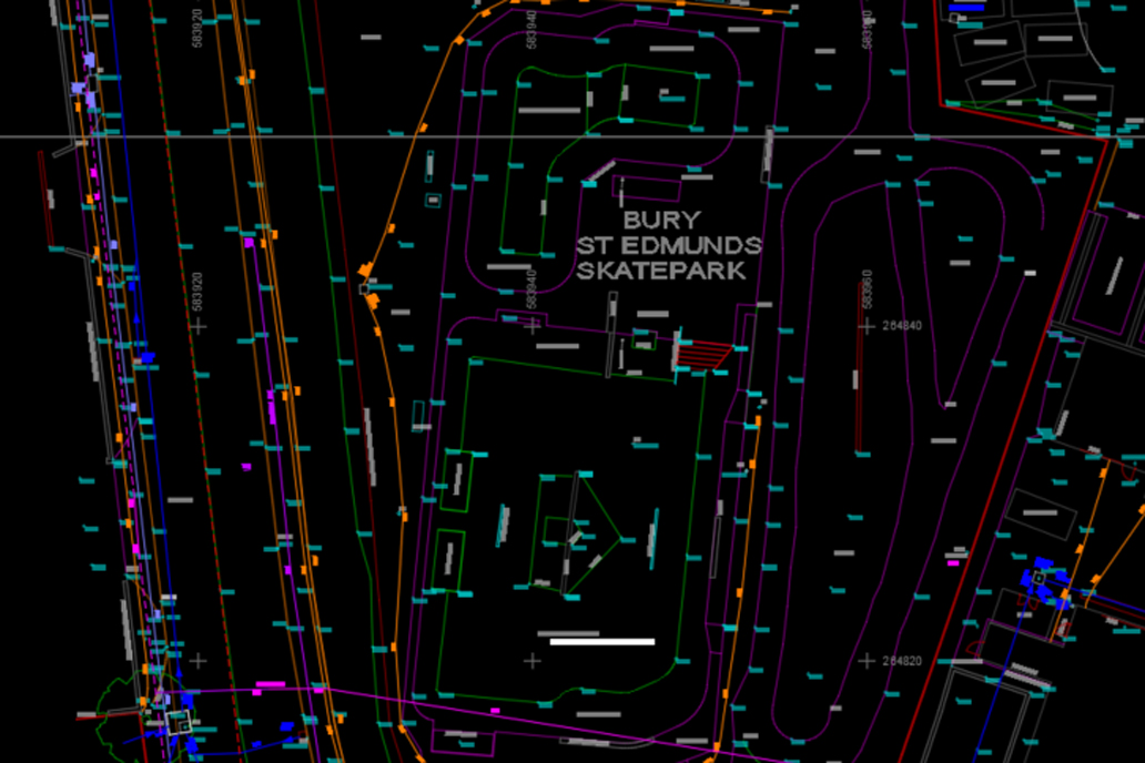 Topographic survey and underground utilities survey for the Western Way redevelopment in Bury St Edmunds